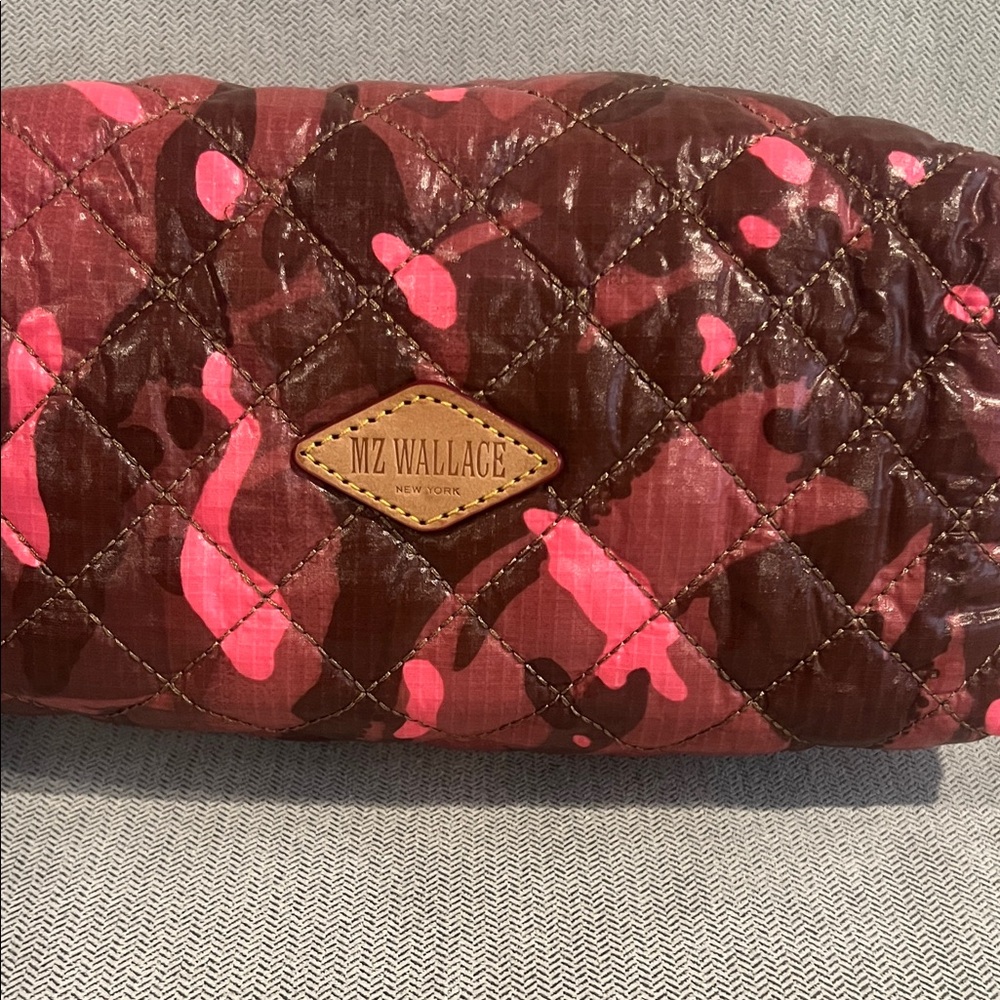 MZ Wallace Pink and Brown Camo Mica Quilted Cosmetic Case - Picture 6 of 9